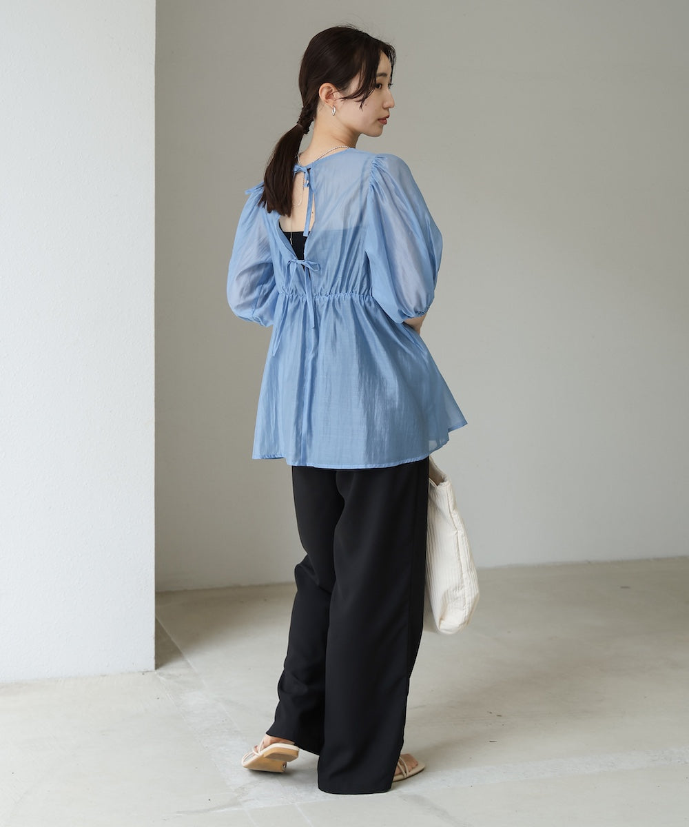 ビスチェ風シアーペプラムブラウス