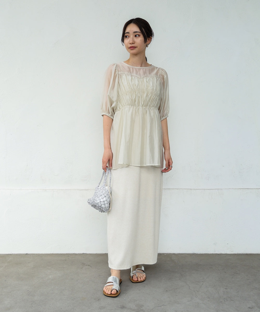 ビスチェ風シアーペプラムブラウス