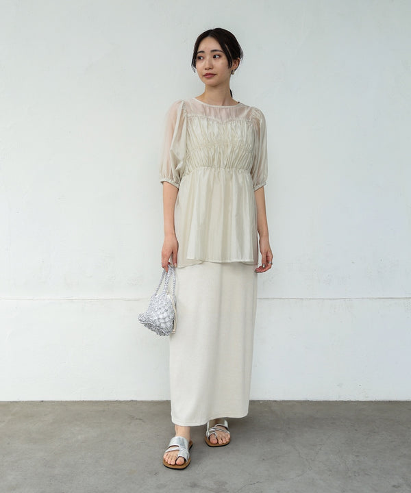ビスチェ風シアーペプラムブラウス