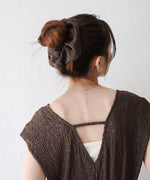 【選べる】【低身長向けサイズあり】前後２ＷＡＹウェーブ柄シュシュ付ワンピース・オールインワン