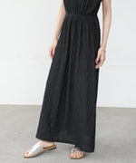 【選べる】【低身長向けサイズあり】前後２ＷＡＹウェーブ柄シュシュ付ワンピース・オールインワン