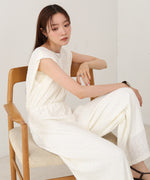 【選べる】【低身長向けサイズあり】前後２ＷＡＹウェーブ柄シュシュ付ワンピース・オールインワン