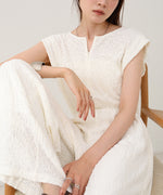 【選べる】【低身長向けサイズあり】前後２ＷＡＹウェーブ柄シュシュ付ワンピース・オールインワン