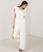 【選べる】【低身長向けサイズあり】前後２ＷＡＹウェーブ柄シュシュ付ワンピース・オールインワン