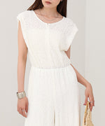 【選べる】【低身長向けサイズあり】前後２ＷＡＹウェーブ柄シュシュ付ワンピース・オールインワン