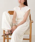 【選べる】【低身長向けサイズあり】前後２ＷＡＹウェーブ柄シュシュ付ワンピース・オールインワン