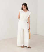 【選べる】【低身長向けサイズあり】前後２ＷＡＹウェーブ柄シュシュ付ワンピース・オールインワン