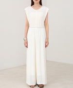 【選べる】【低身長向けサイズあり】前後２ＷＡＹウェーブ柄シュシュ付ワンピース・オールインワン