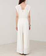 【選べる】【低身長向けサイズあり】前後２ＷＡＹウェーブ柄シュシュ付ワンピース・オールインワン