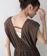 【選べる】【低身長向けサイズあり】前後２ＷＡＹウェーブ柄シュシュ付ワンピース・オールインワン