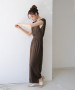 【選べる】【低身長向けサイズあり】前後２ＷＡＹウェーブ柄シュシュ付ワンピース・オールインワン