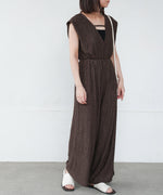 【選べる】【低身長向けサイズあり】前後２ＷＡＹウェーブ柄シュシュ付ワンピース・オールインワン