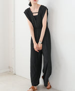 【選べる】【低身長向けサイズあり】前後２ＷＡＹウェーブ柄シュシュ付ワンピース・オールインワン