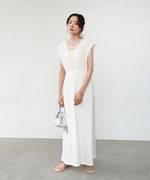 【選べる】【低身長向けサイズあり】前後２ＷＡＹウェーブ柄シュシュ付ワンピース・オールインワン