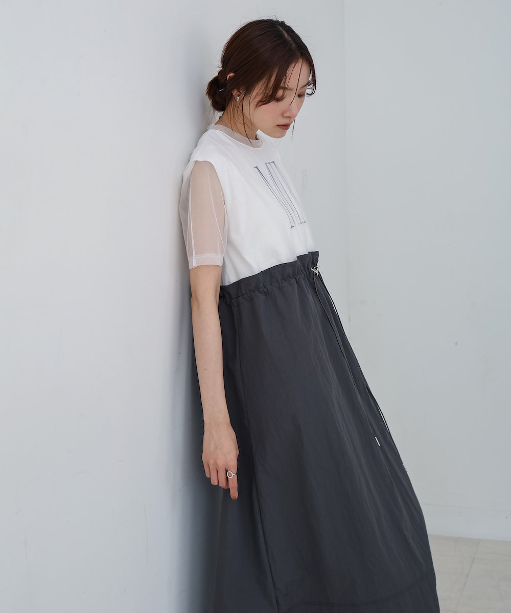 【低身長向けサイズあり】チュールレイヤードウエストドロストワンピース