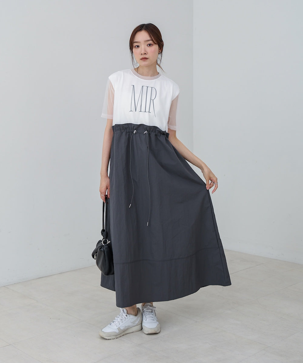 【低身長向けサイズあり】チュールレイヤードウエストドロストワンピース