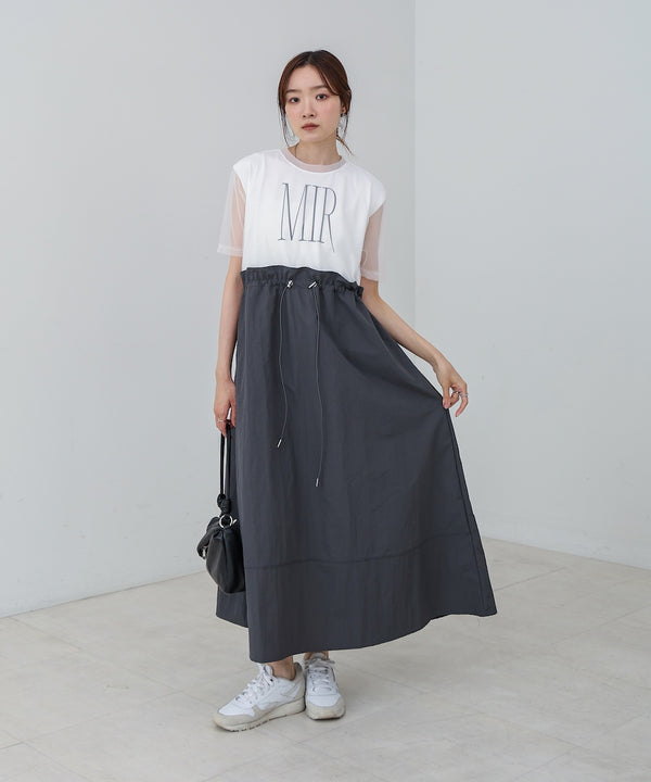 【低身長向けサイズあり】チュールレイヤードウエストドロストワンピース