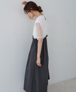 【低身長向けサイズあり】チュールレイヤードウエストドロストワンピース