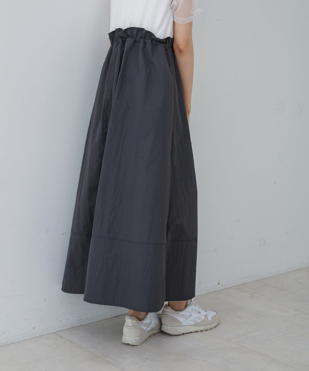 【低身長向けサイズあり】チュールレイヤードウエストドロストワンピース