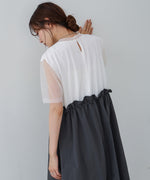 【低身長向けサイズあり】チュールレイヤードウエストドロストワンピース