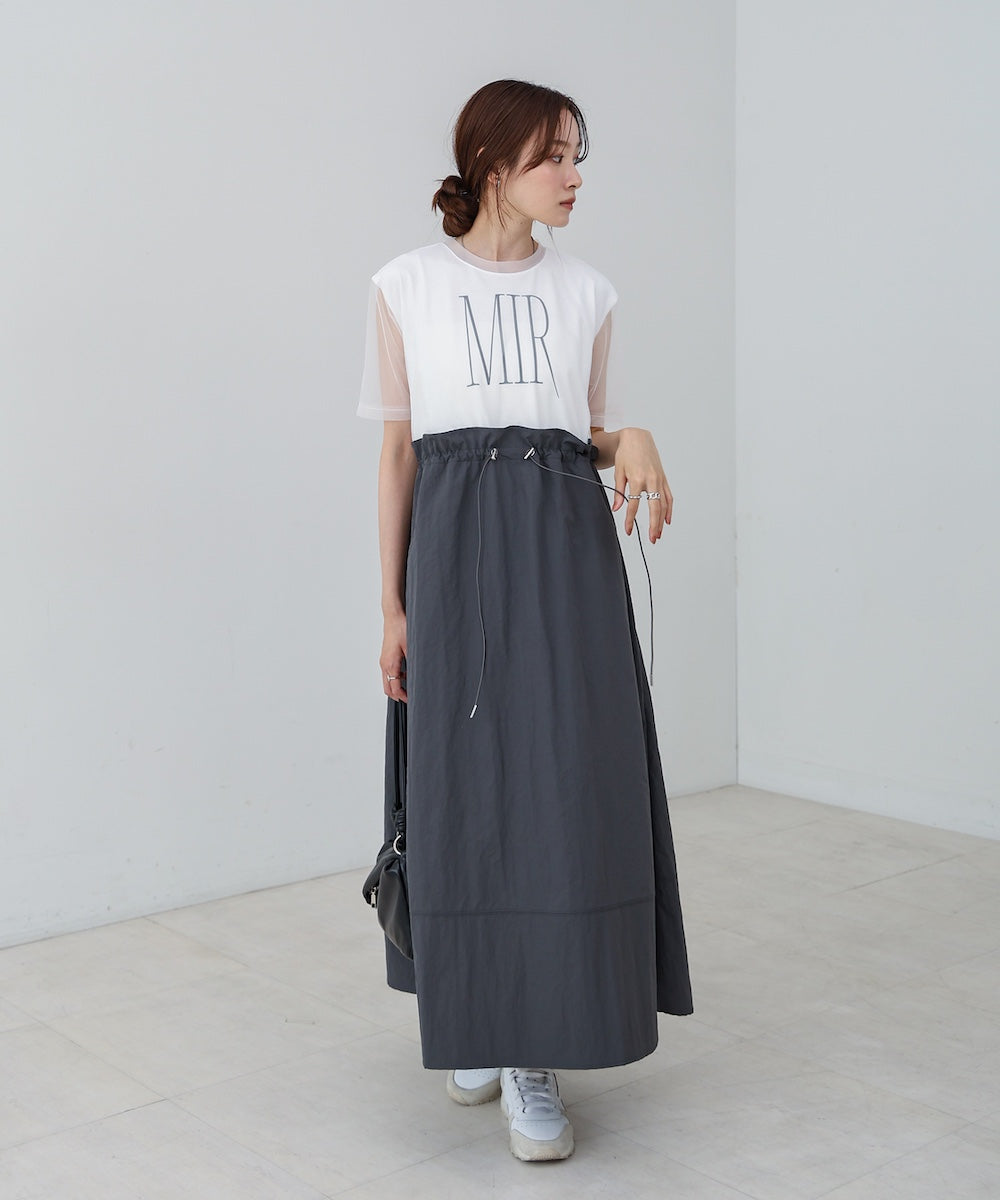 【低身長向けサイズあり】チュールレイヤードウエストドロストワンピース