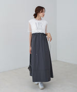 【低身長向けサイズあり】チュールレイヤードウエストドロストワンピース