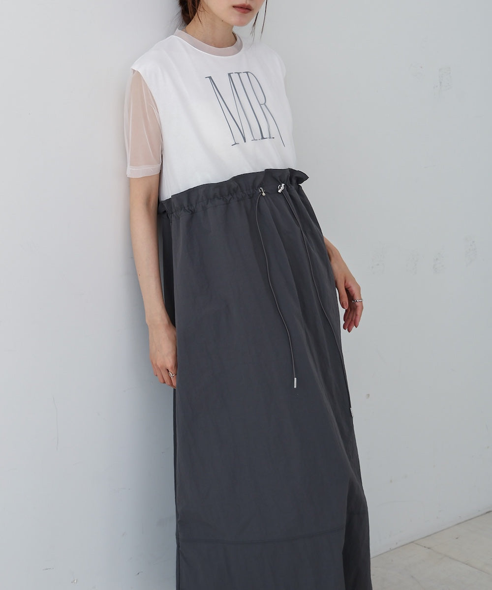 【低身長向けサイズあり】チュールレイヤードウエストドロストワンピース