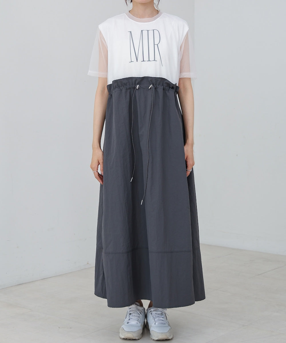 【低身長向けサイズあり】チュールレイヤードウエストドロストワンピース