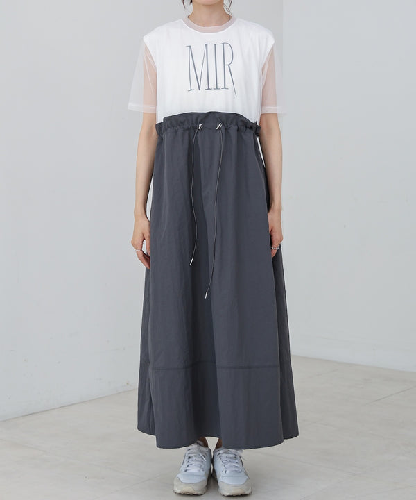 【低身長向けサイズあり】チュールレイヤードウエストドロストワンピース