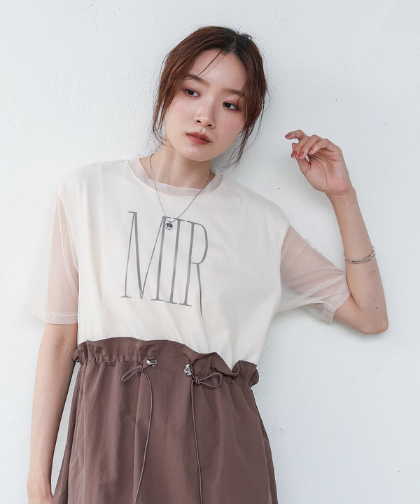 【低身長向けサイズあり】チュールレイヤードウエストドロストワンピース