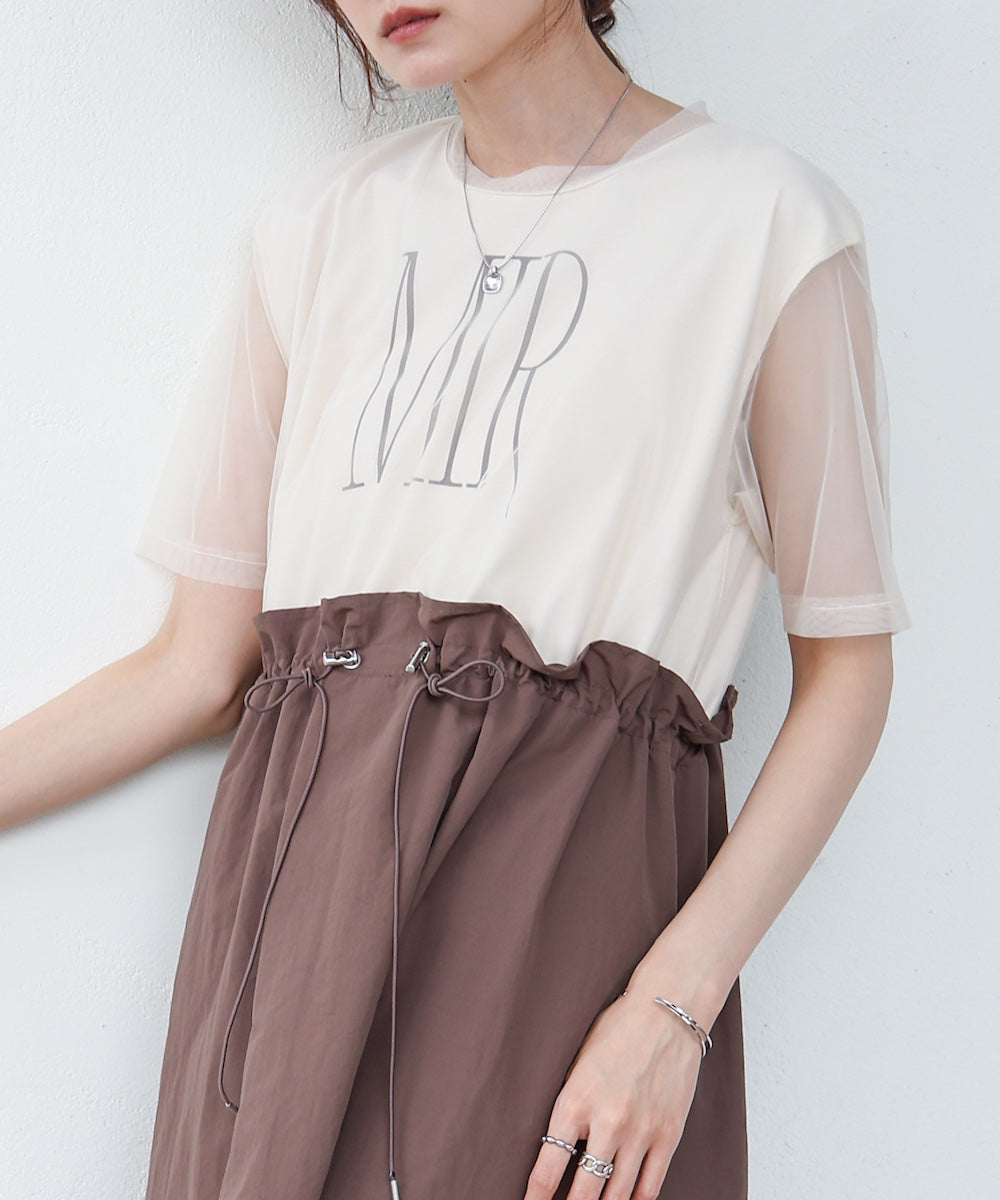 【低身長向けサイズあり】チュールレイヤードウエストドロストワンピース