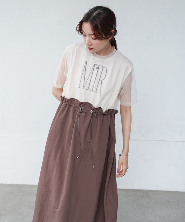 【低身長向けサイズあり】チュールレイヤードウエストドロストワンピース