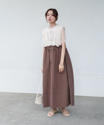 【低身長向けサイズあり】チュールレイヤードウエストドロストワンピース