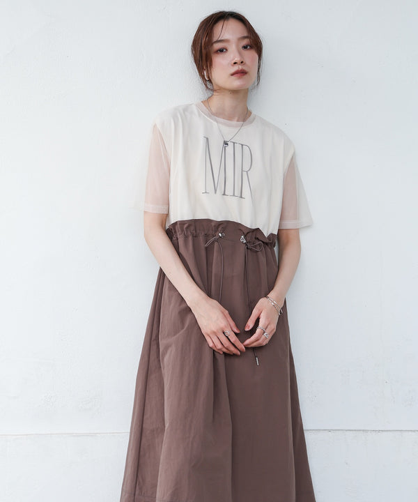 【低身長向けサイズあり】チュールレイヤードウエストドロストワンピース