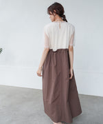 【低身長向けサイズあり】チュールレイヤードウエストドロストワンピース