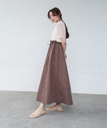 【低身長向けサイズあり】チュールレイヤードウエストドロストワンピース