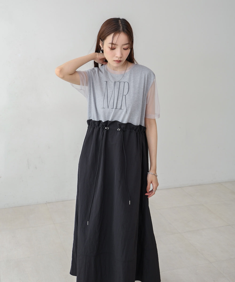 【低身長向けサイズあり】チュールレイヤードウエストドロストワンピース