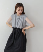 【低身長向けサイズあり】チュールレイヤードウエストドロストワンピース