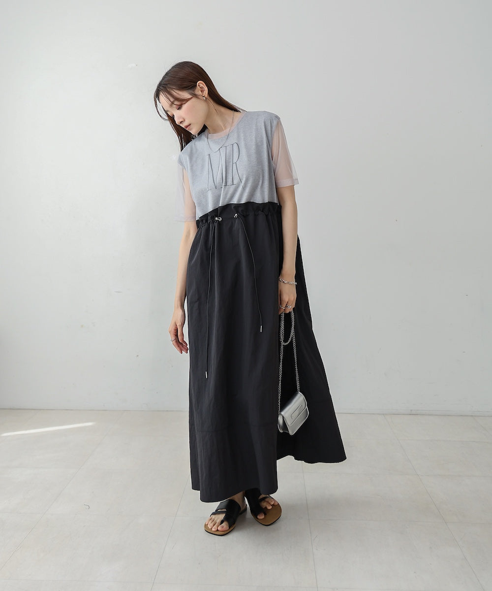 【低身長向けサイズあり】チュールレイヤードウエストドロストワンピース