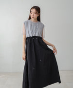 【低身長向けサイズあり】チュールレイヤードウエストドロストワンピース