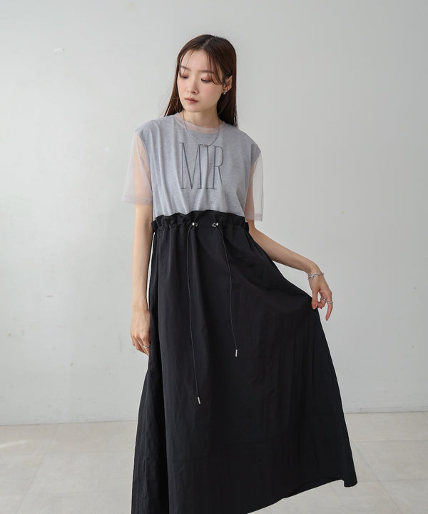 【低身長向けサイズあり】チュールレイヤードウエストドロストワンピース