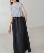 【低身長向けサイズあり】チュールレイヤードウエストドロストワンピース