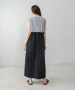 【低身長向けサイズあり】チュールレイヤードウエストドロストワンピース