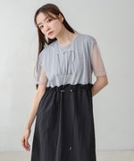 【低身長向けサイズあり】チュールレイヤードウエストドロストワンピース