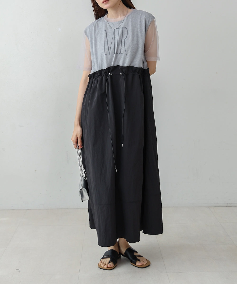 【低身長向けサイズあり】チュールレイヤードウエストドロストワンピース