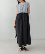 【低身長向けサイズあり】チュールレイヤードウエストドロストワンピース