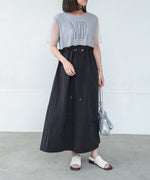 【低身長向けサイズあり】チュールレイヤードウエストドロストワンピース