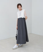 【低身長向けサイズあり】チュールレイヤードウエストドロストワンピース