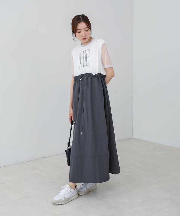 【低身長向けサイズあり】チュールレイヤードウエストドロストワンピース