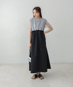 【低身長向けサイズあり】チュールレイヤードウエストドロストワンピース